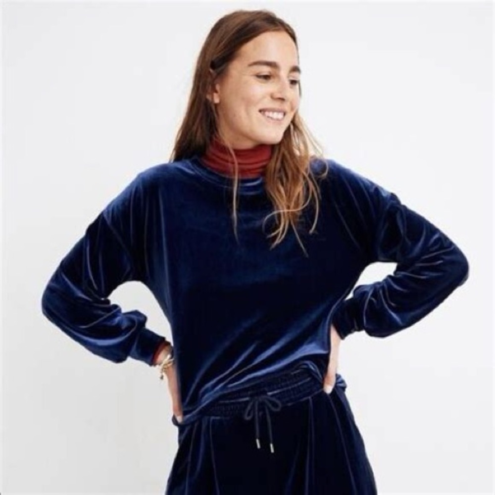 Madewell Navy Velvet Sweatshirt - Picture 5 of 6